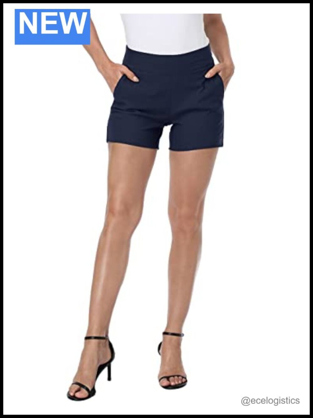 High Waisted Chino Shorts 4" Inseam Casual Summer Pull On with Pockets
